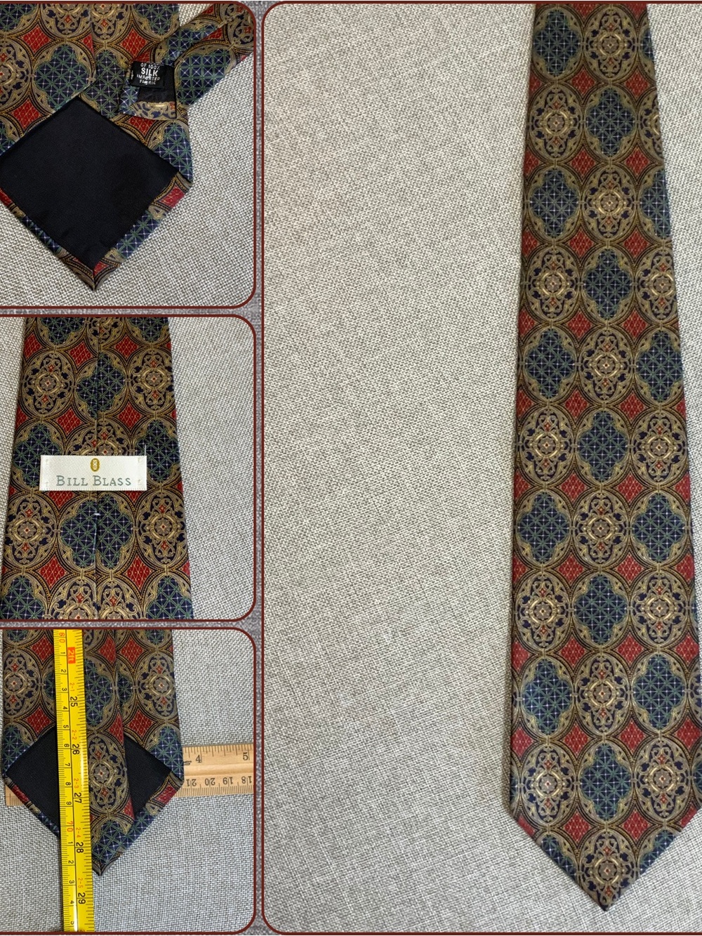 Bill Blass 100% Silk Medallion Geometric Tie